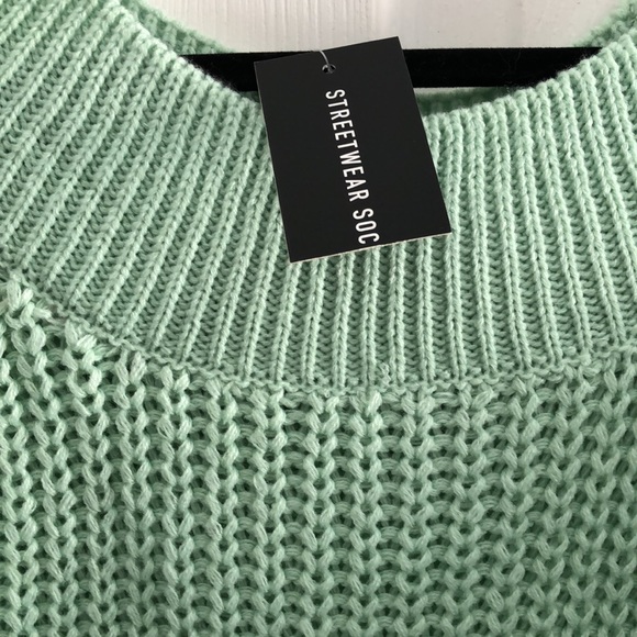 NWT Streetware Society Mint Green Knit Sweater - Picture 2 of 2